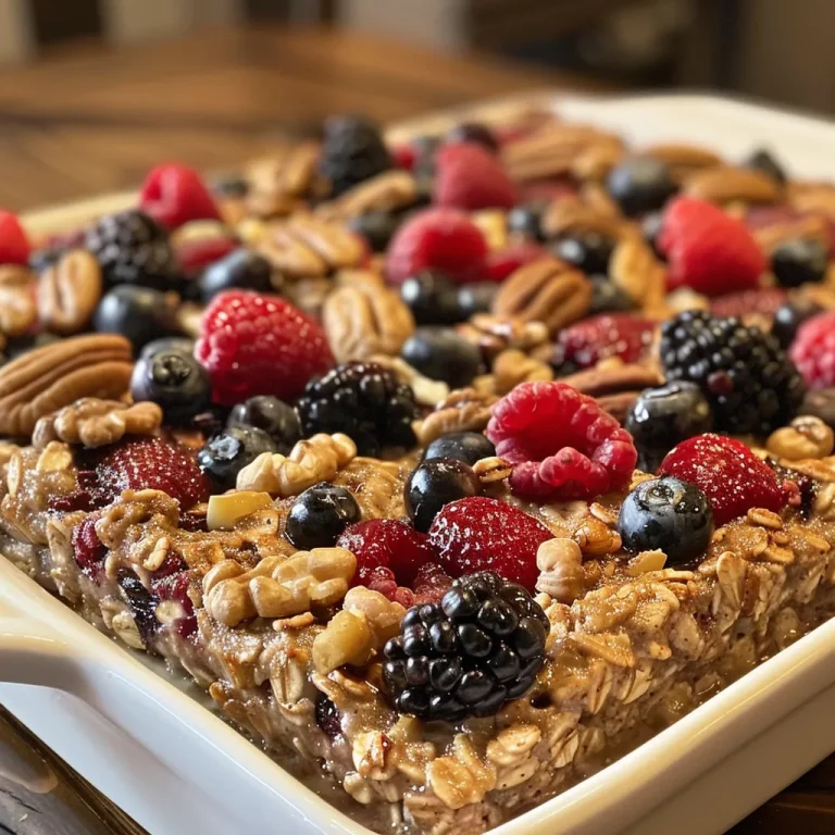 A slice of berry oatmeal bake showing rich textures and vibrant colors from the berries.
