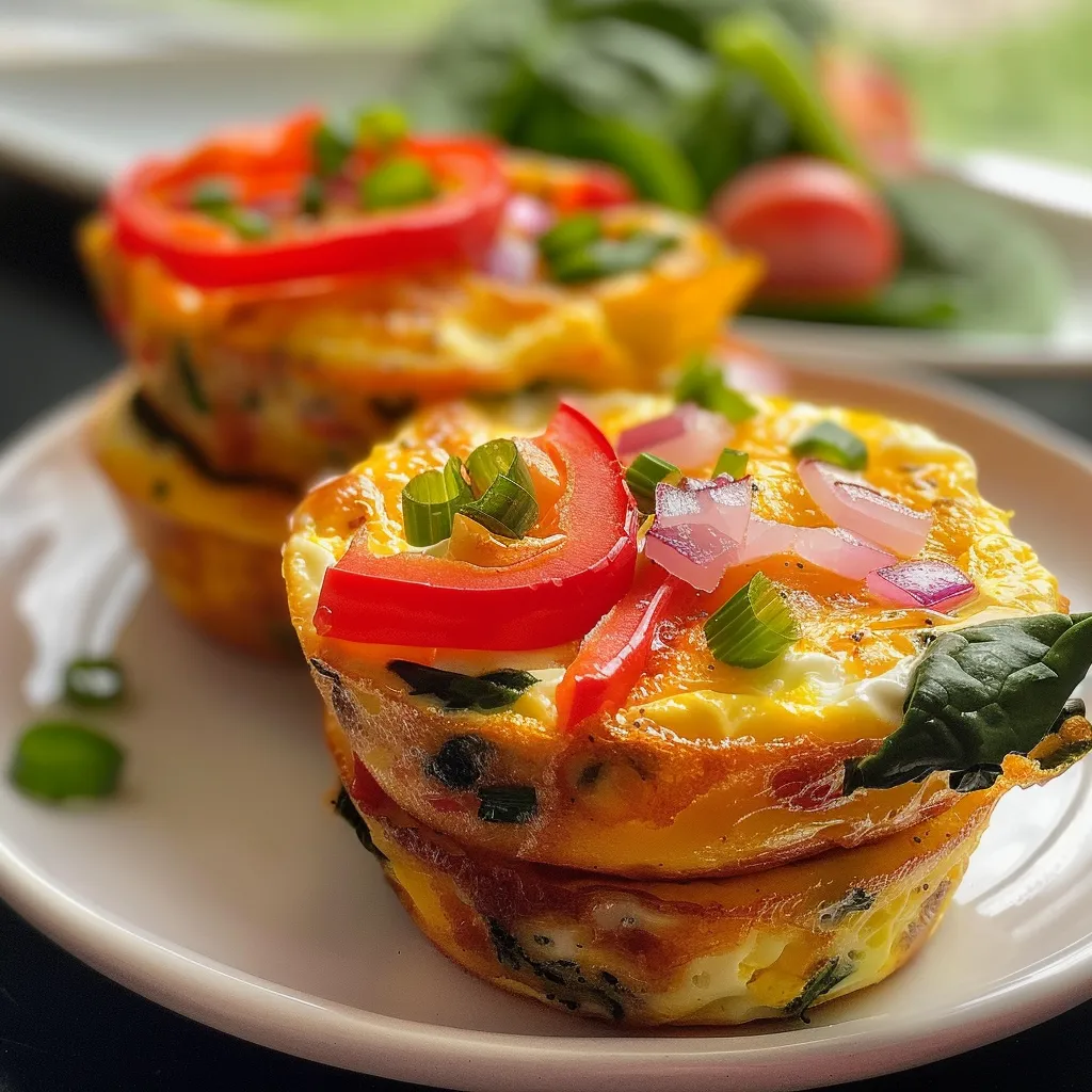 Appetizing shot of egg muffins highlighting their cheese and veggie fillings.