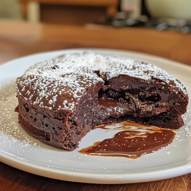 A decadent chocolate dessert, highlighting the soft, lava-like interior of the cake.