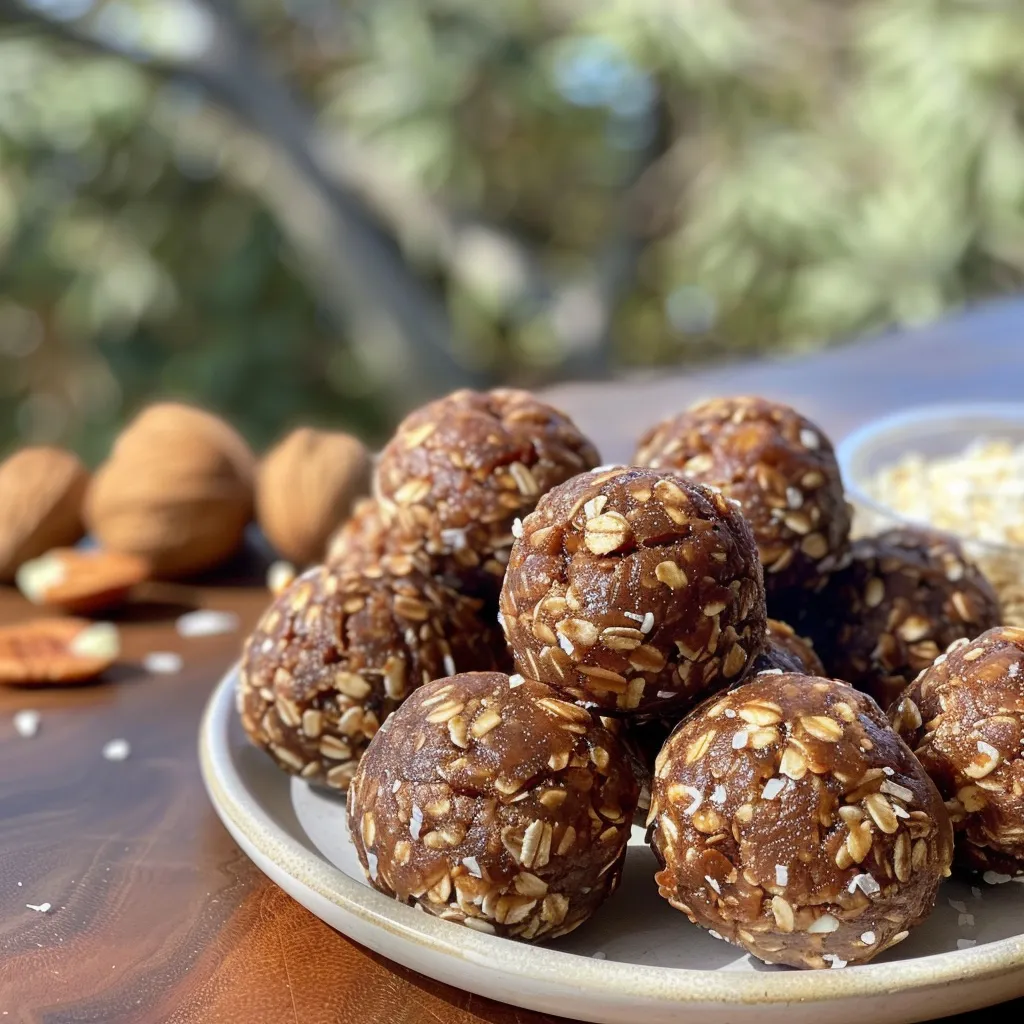 A cluster of Date Energy Balls highlighted against a neutral background.