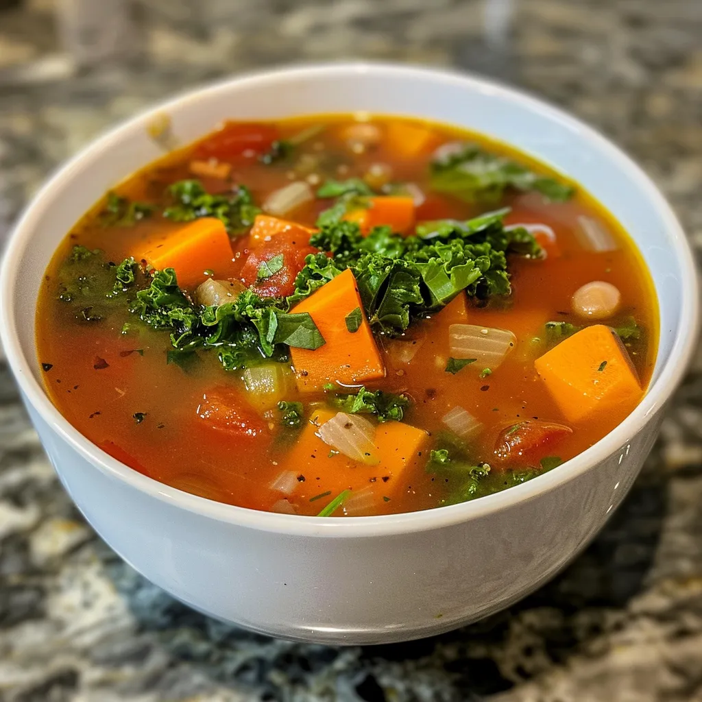 Bright and healthy detox soup made with various vegetables, highlighting its fresh ingredients.
