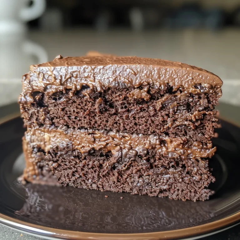 Decadent Gluten-Free Chocolate Cake: A Simple Indulgence Side perspective of a decadent gluten-free chocolate cake showing its layers.