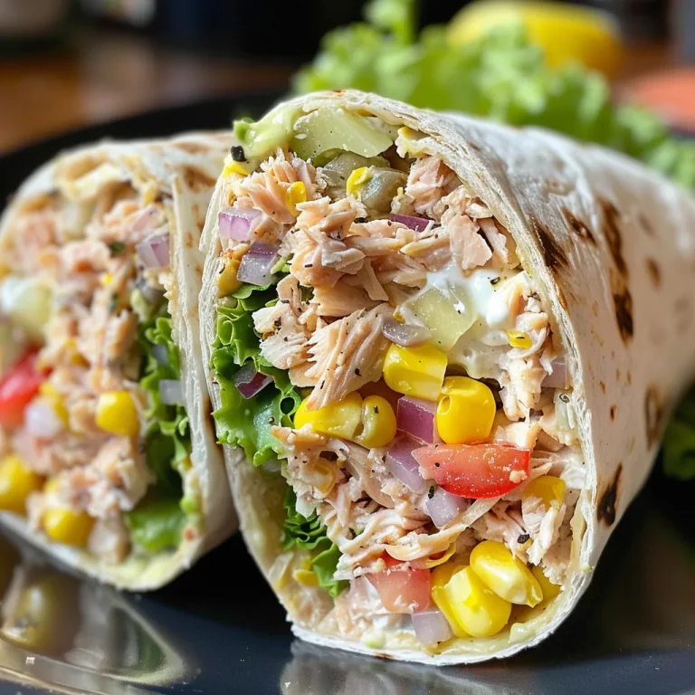 Detailed look at a delicious tuna melt wrap with visible layers and textures.