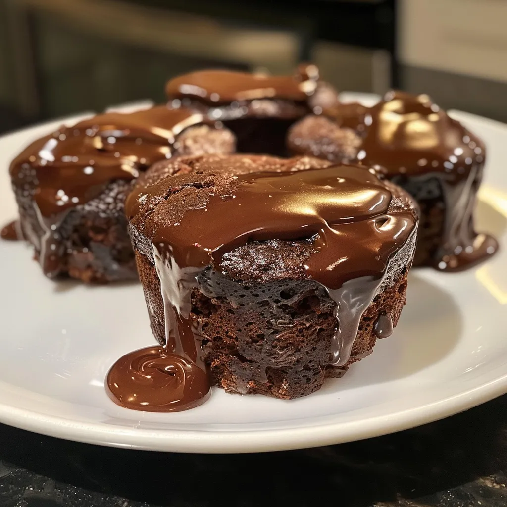 Close-up shot of decadent mini chocolate cakes adorned with chocolate shavings and a smooth surface.