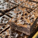 Detailed shot of sugar-free fudge, highlighting its smooth surface and chocolate chips.