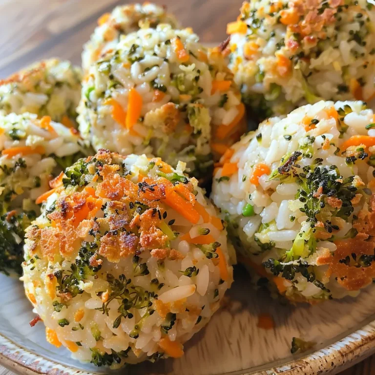 Juicy veggie rice balls displayed on a plate, emphasizing their crispy exterior and fresh ingredients.