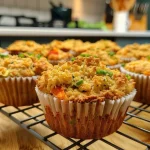Delicious gluten-free vegan muffins with a soft texture and sprinkled chives on top.