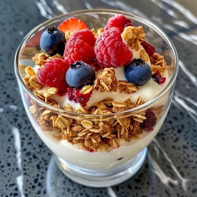 Layered Greek Yogurt Parfait showcasing fresh fruit and crunchy granola.