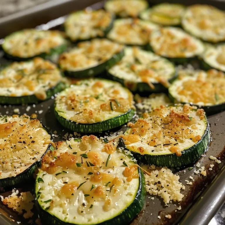 Juicy, quartered zucchini, baked and sprinkled with Parmesan cheese.