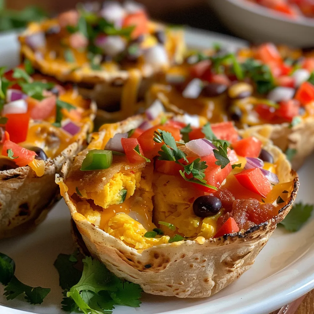 Vibrant Breakfast Burrito Cups, garnished with cilantro, ready to serve.