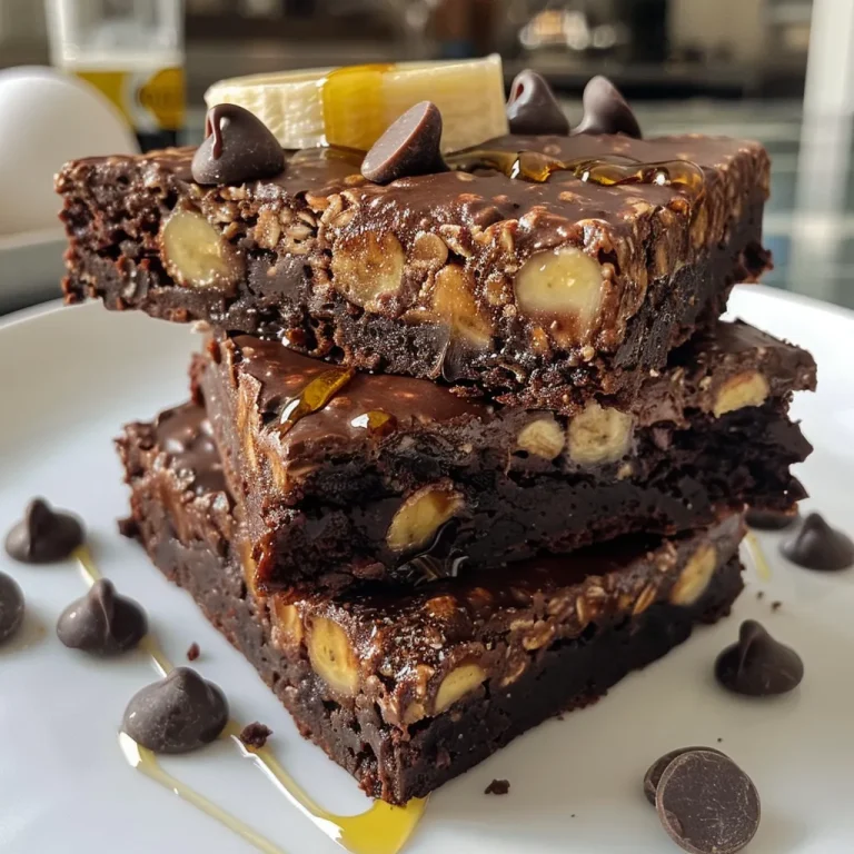 Decadent Yet Nutritious: Your Go-To Chocolate Brownie Oat Breakfast Bars A delectable slice of chocolate brownie oat breakfast bar showing chocolate chips and oats.
