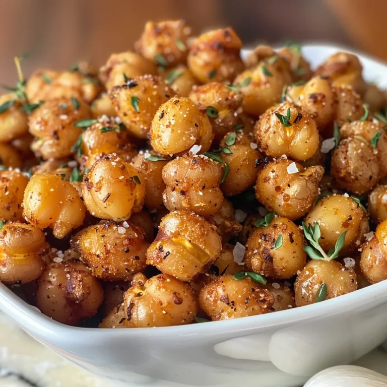 Textured shot of cooked chickpeas, glistening with olive oil and spices.