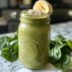 Image of a refreshing smoothie made with banana and spinach, showcasing a thick consistency.