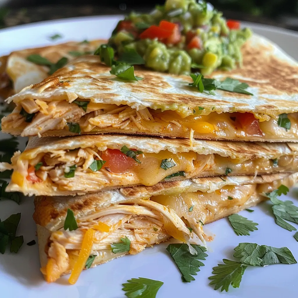 A detailed shot of crispy mini chicken quesadillas paired with pico de gallo and sour cream.