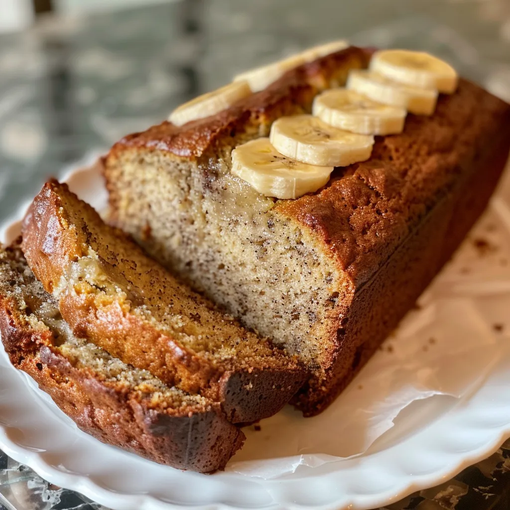 Freshly baked gluten-free banana bread with visible chunks of dark chocolate and walnuts.