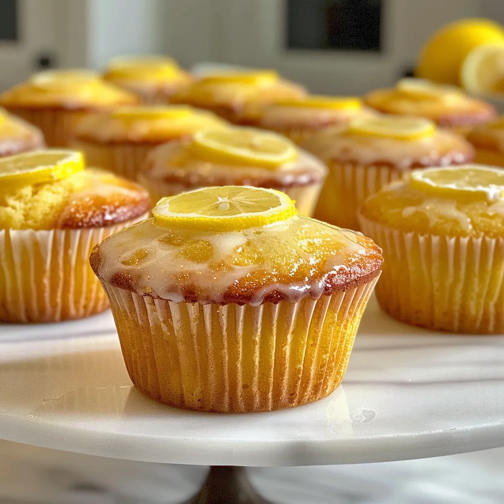 Detailed view of gluten-free lemon muffins, highlighting their fluffy texture and vibrant lemon color.