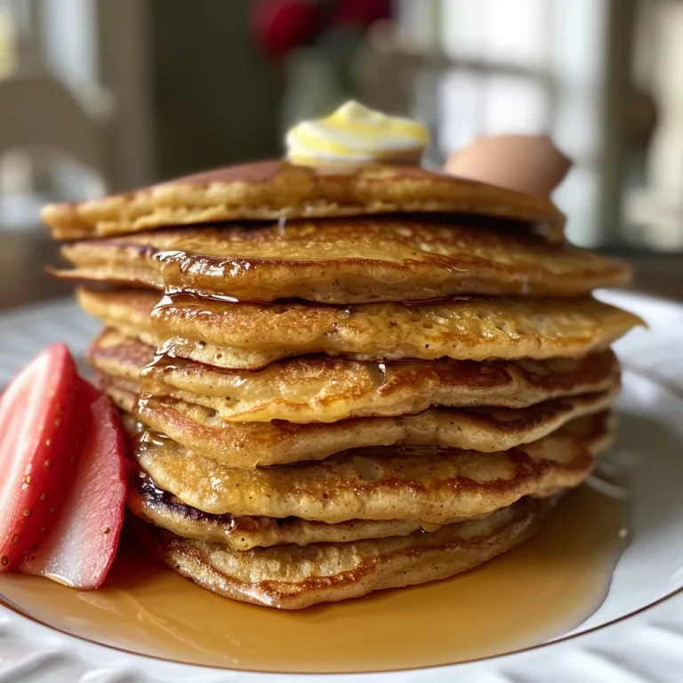 Delicious Greek yogurt pancakes displayed on a plate, showcasing their soft texture and almond flour base.