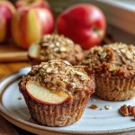 A plate of healthy muffins made with oats, apples, and cinnamon, highlighting their delicious appeal.
