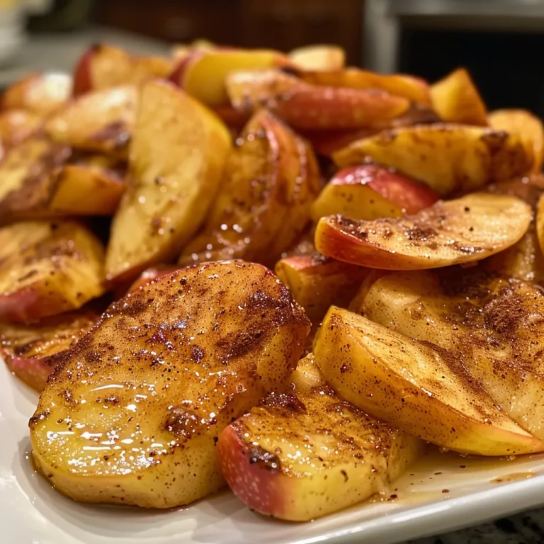 Quick and Delicious: Your Go-To Recipe for Healthy Cinnamon Apples Juicy cinnamon-coated apple wedges ready to eat.