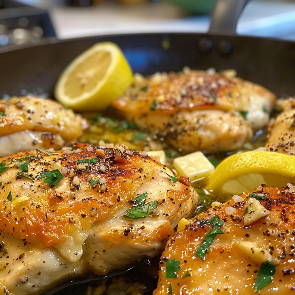 Sliced Lemon Butter Chicken showcasing its tender texture and lemony glaze.
