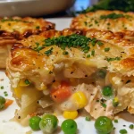 Delicious Mini Chicken Pot Pies, highlighting their crispy crust and steam rising from the filling.