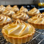 Detailed image of a Mini Lemon Meringue Tart highlighting its flaky crust and vibrant lemon curd.