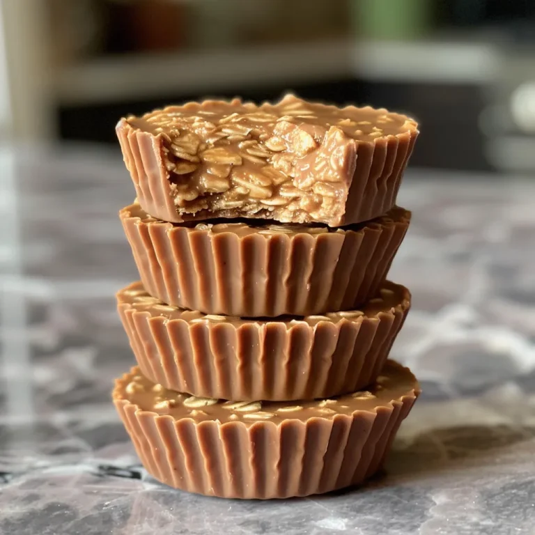 Detailed shot of No-Bake Peanut Butter Oat Cups garnished with chocolate chips.