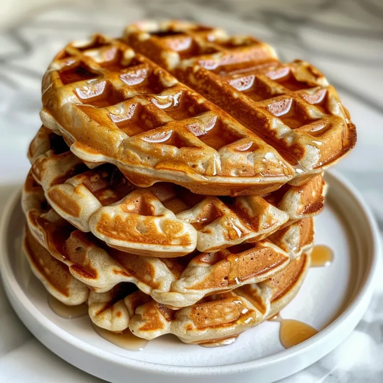 Elevate Your Breakfast: Quick and Delicious Protein Waffles A plate of protein waffles, showing a soft texture and rich color.