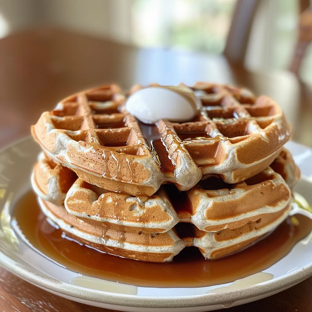 Deliciously plated protein waffles, showcasing their appetizing layers.