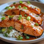 Freshly steamed salmon fillet topped with ginger and vibrant green onions.