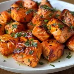 Succulent salmon bites with a glossy hot honey glaze.