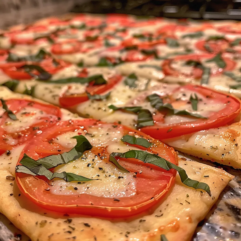 A freshly made Margherita pizza, highlighting the simplicity of its ingredients in a mouthwatering close-up.
