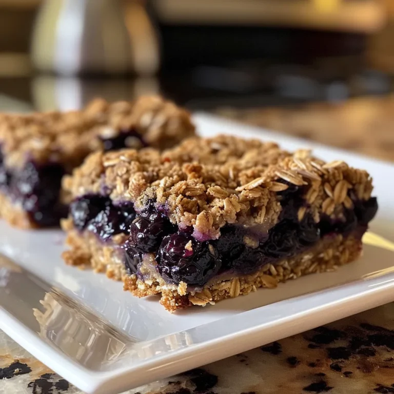 A detailed shot of a moist Blueberry Oat Square featuring rich colors and visible oats.