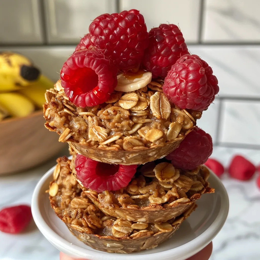 Tasty oatmeal cups with a rich almond butter layer and a glossy maple syrup glaze.