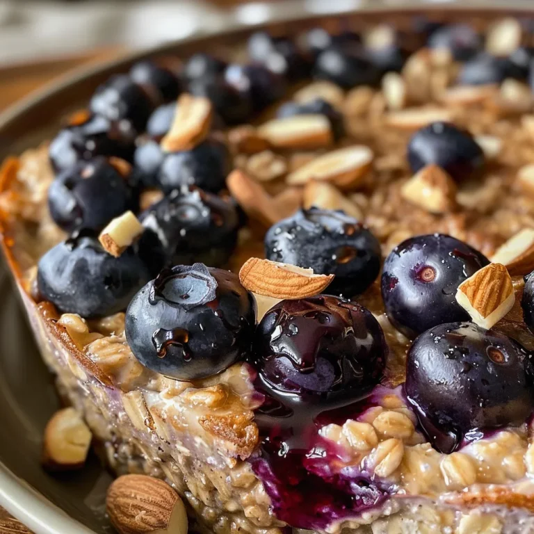 Juicy blueberry breakfast bake highlighting texture and ingredients.