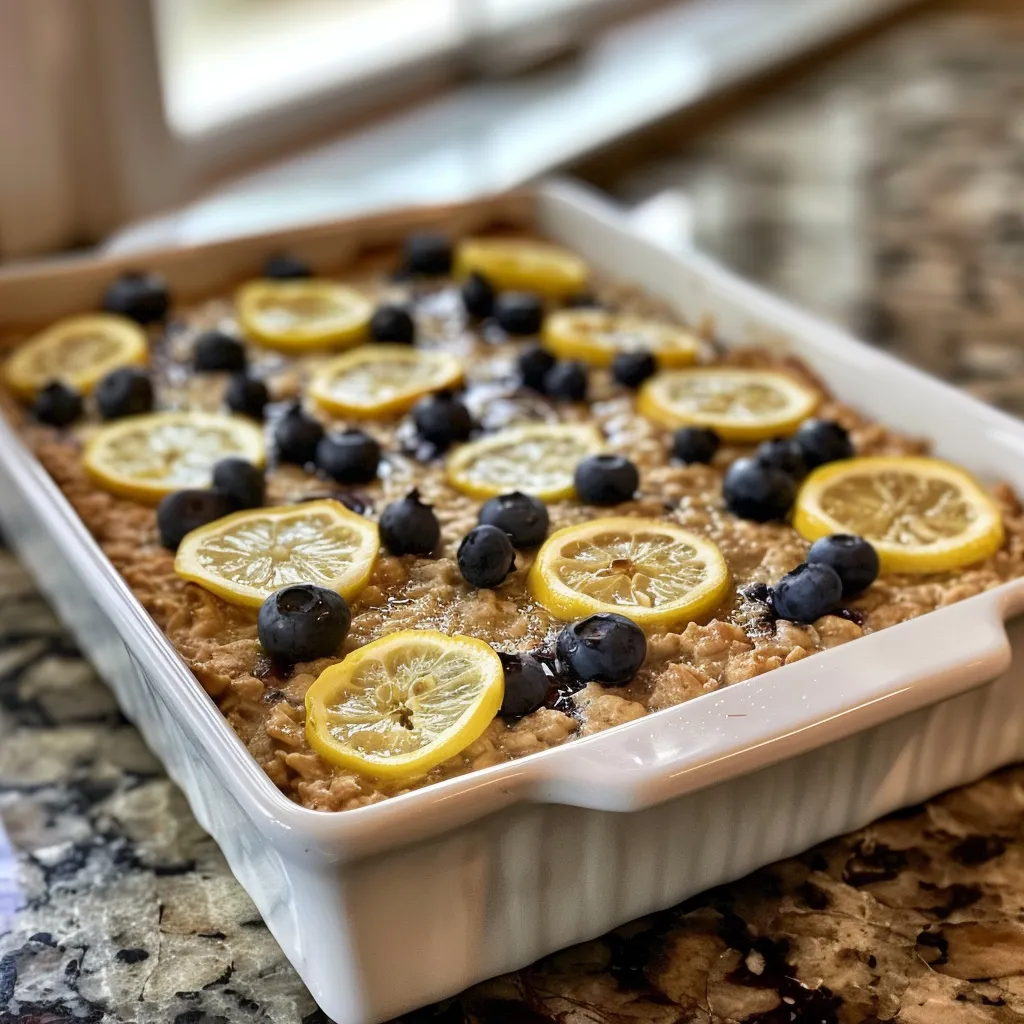 Textured surface of a lemon blueberry bake, showcasing its vibrant blueberries and lemon zest.