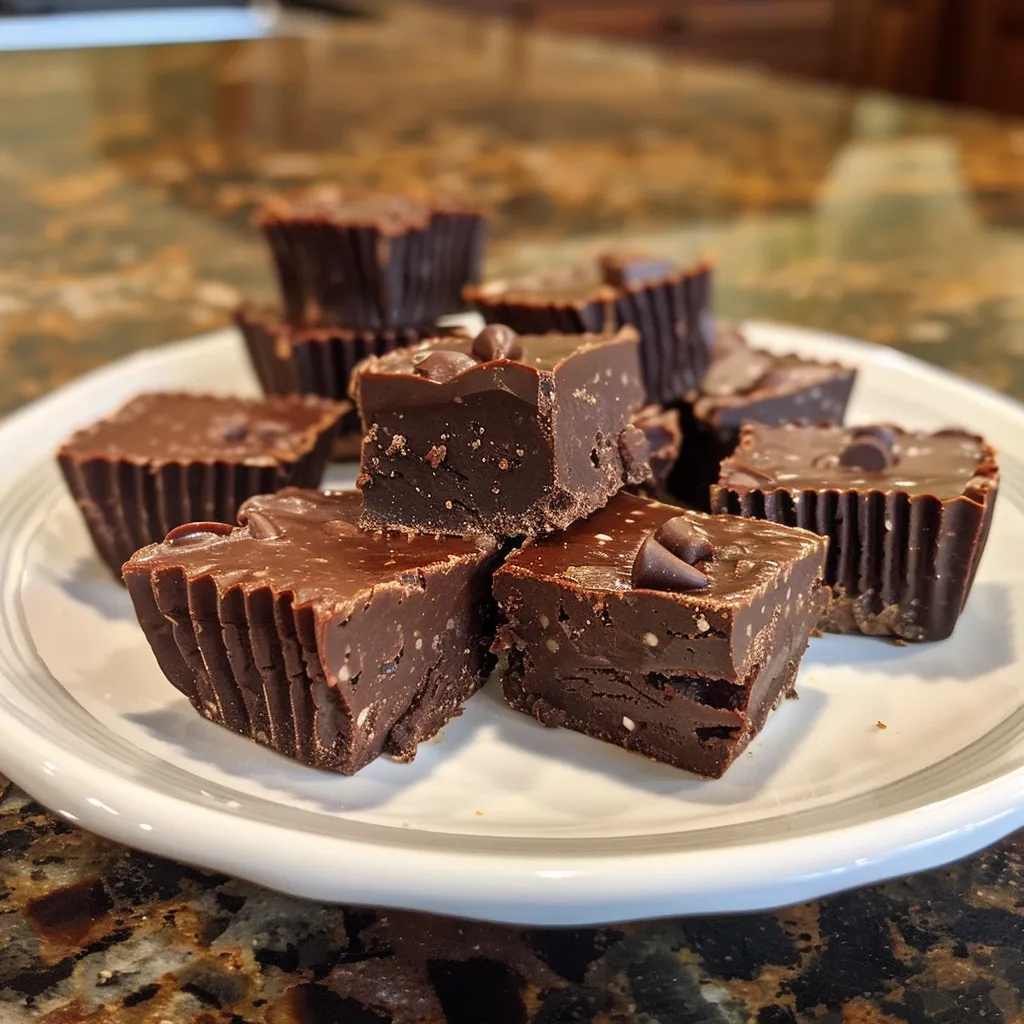 Side view of delectable no-bake brownie bites, showcasing their fudgy texture.