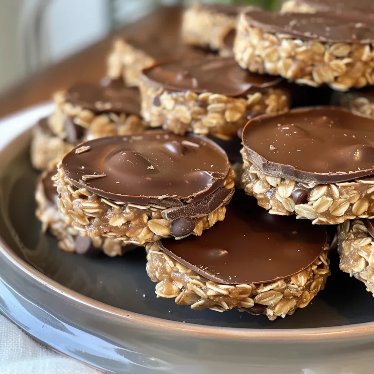 Juicy No-Bake Chocolate Coconut Oatmeal Treats arranged on a surface.