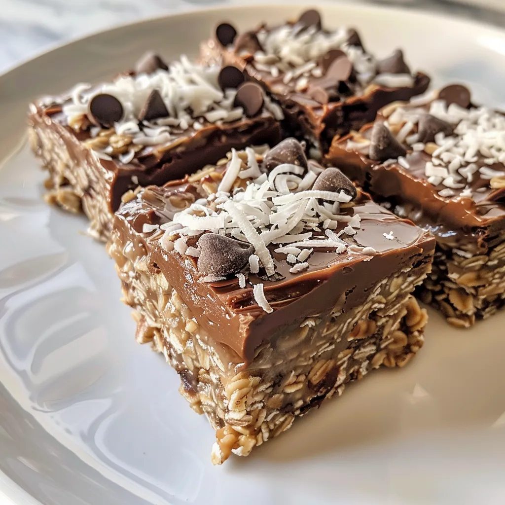 Deliciously rich chocolate coconut oatmeal bites presented in a vibrant setting.