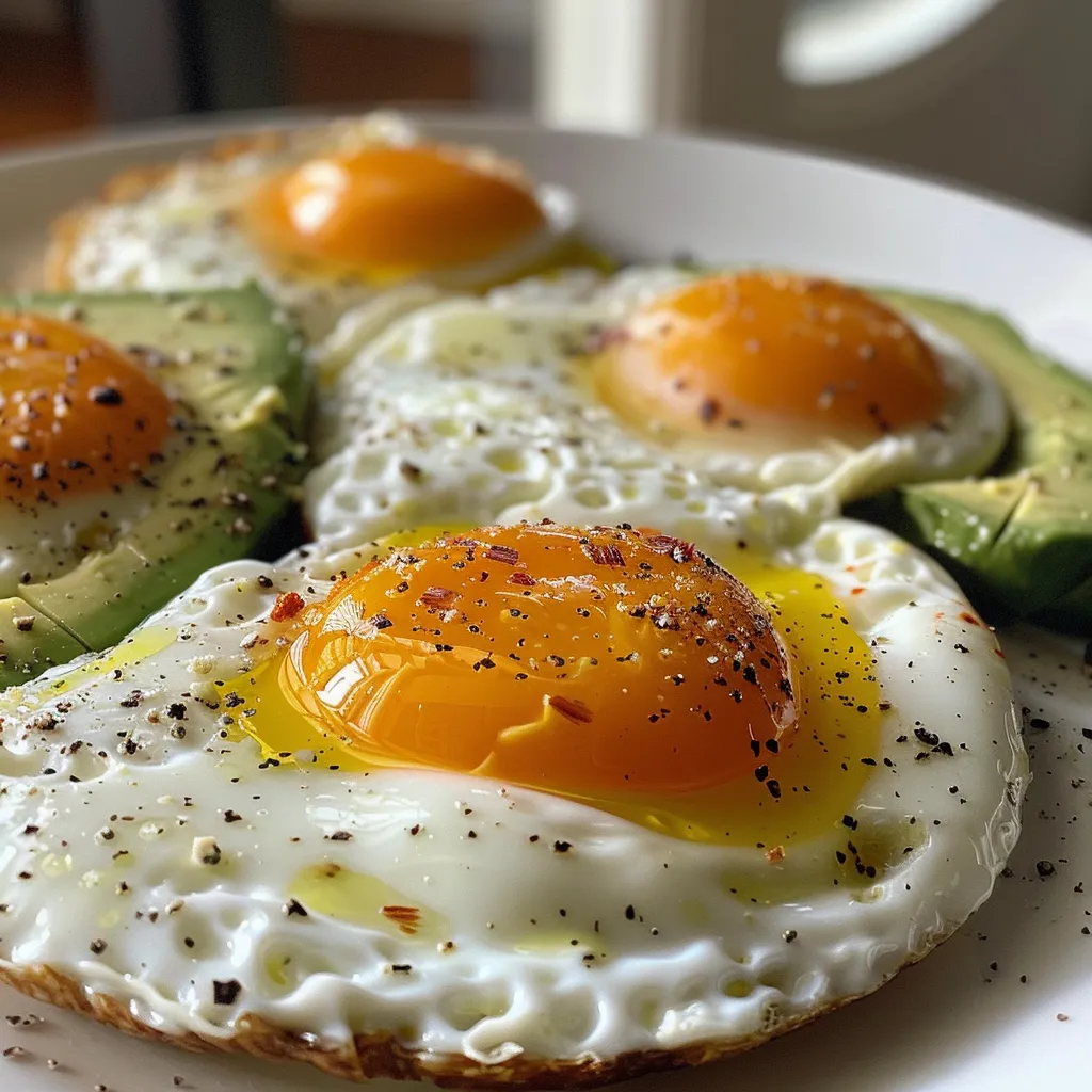 Close-up of a colorful, healthy meal with cottage cheese, eggs, and avocado, garnished with spices.