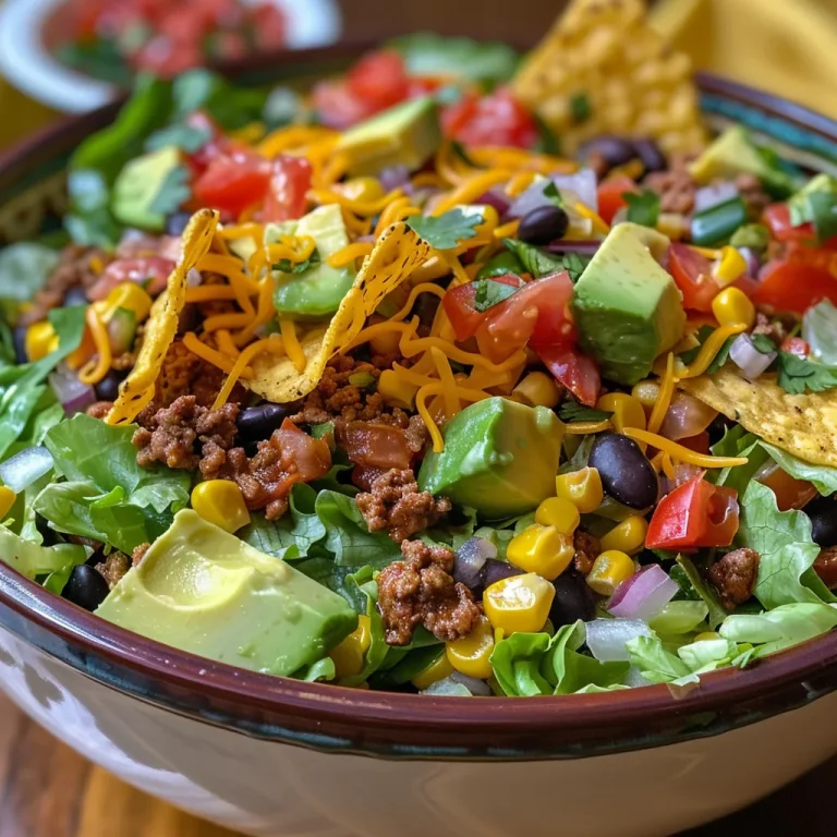 Juicy taco salad featuring ground beef, black beans, and cilantro served in a bowl.