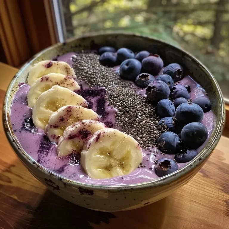 ['Close-up view of a Blueberry Banana Smoothie Bowl topped with fresh blueberries and chia seeds.', 'Side view of a vibrant Blueberry Banana Smoothie Bowl with a creamy texture and colorful toppings.', 'Detailed shot of a Blueberry Banana Smoothie Bowl showcasing frozen bananas, blueberries, and chia seeds.', 'A delicious Blueberry Banana Smoothie Bowl filled with rich colors and garnished with nuts and seeds.']