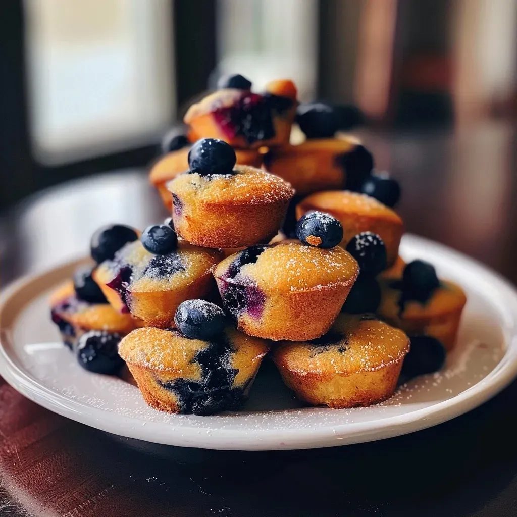 ['Close-up view of juicy blueberry muffin bites showcasing a golden brown top and blueberries.', 'Side view of freshly baked blueberry muffin bites with a light, fluffy texture and scattered blueberries.', 'A detailed look at blueberry muffin bites, highlighting their moist interior and crusty exterior.', 'A vibrant image of blueberry muffin bites, featuring a soft crumb and bursting blueberries.']