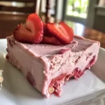 ['Close-up view of healthy strawberry frozen yogurt bars on a light background.', 'Juicy strawberry frozen yogurt bars with a side profile highlighting their texture.', 'Vibrant pink strawberry frozen yogurt bars arranged neatly on a plate.', 'Freshly made strawberry yogurt bars displayed with a rich color contrast.']