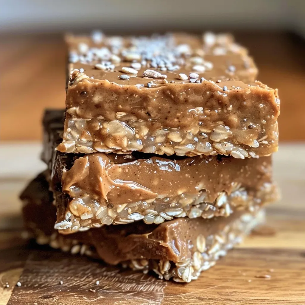 Side angle view showcasing the texture of homemade protein oat bars.
