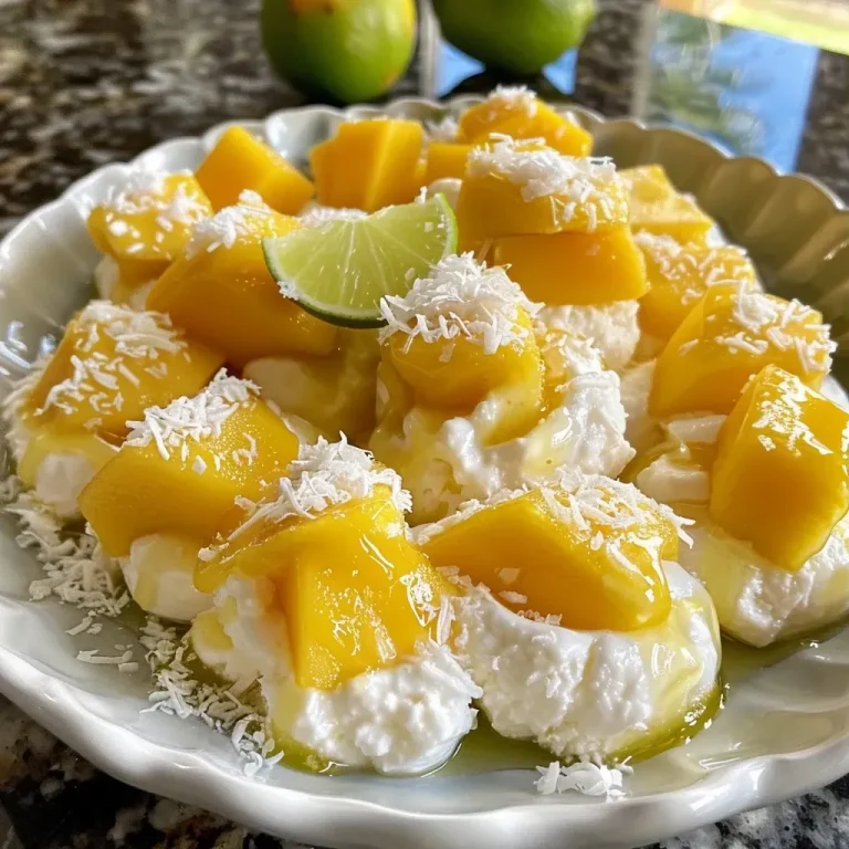 ['Close-up view of Tropical Froyo Bites showcasing vibrant mango pieces coated in coconut yogurt.', 'Side view of small, colorful frozen yogurt bites with mango and coconut yogurt, garnished with lime slices.', 'Juicy Tropical Froyo Bites arranged neatly, emphasizing the bright mango color and creamy texture.', 'Detailed shot of frosty, bite-sized dessert treats made with mango and coconut yogurt on a textured surface.']