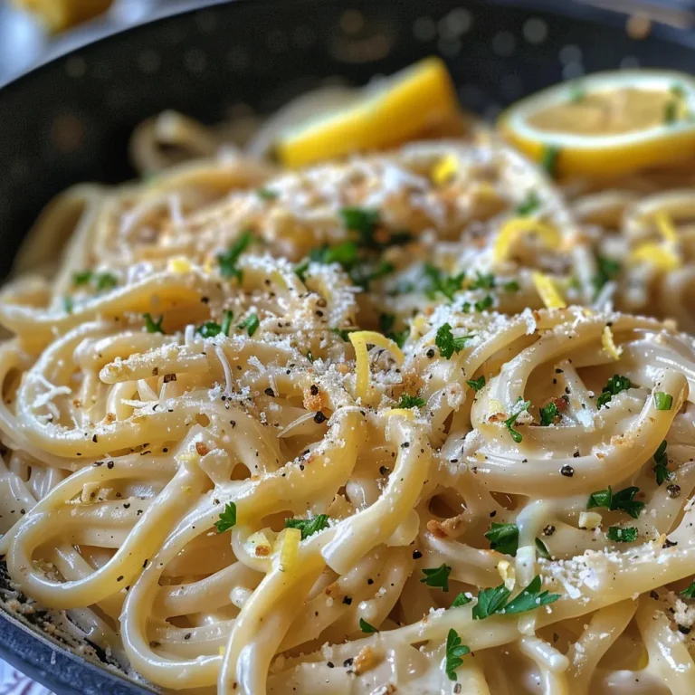 ['Close-up view of creamy lemon sauce with pasta, garnished with fresh parsley.', 'Side view of Lemon Cream Sauce drizzled over pasta, highlighting its rich texture.', 'Juicy lemon cream sauce in a bowl, with pasta and parsley, set on a rustic table.', 'Creamy lemon sauce for pasta, featuring vibrant colors and appealing presentation.']