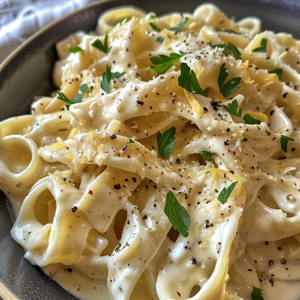 ['Close-up view of creamy lemon sauce with pasta, garnished with fresh parsley.', 'Side view of Lemon Cream Sauce drizzled over pasta, highlighting its rich texture.', 'Juicy lemon cream sauce in a bowl, with pasta and parsley, set on a rustic table.', 'Creamy lemon sauce for pasta, featuring vibrant colors and appealing presentation.']