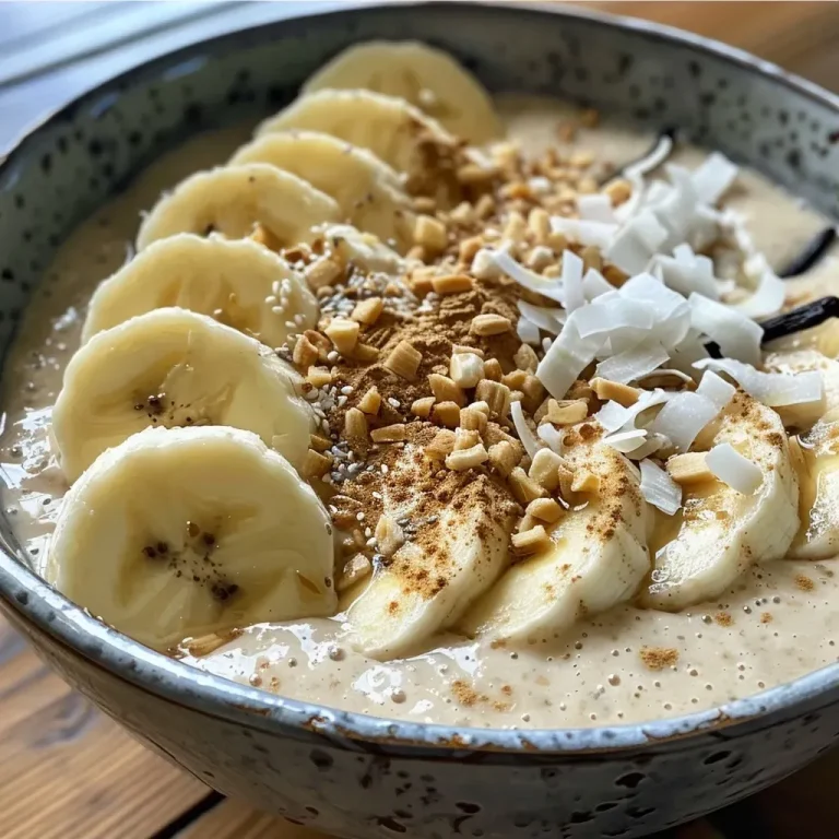 ['Close-up view of a creamy vanilla coconut smoothie bowl topped with fresh fruits and nuts.', 'Side view of a smoothie bowl featuring coconut milk, bananas, and vanilla bean, garnished with toppings.', 'Vibrant smoothie bowl made from frozen bananas and coconut, displayed in a bowl with colorful toppings.', 'Thick vanilla coconut smoothie bowl with slices of banana and a sprinkle of seeds, shot from the side.']