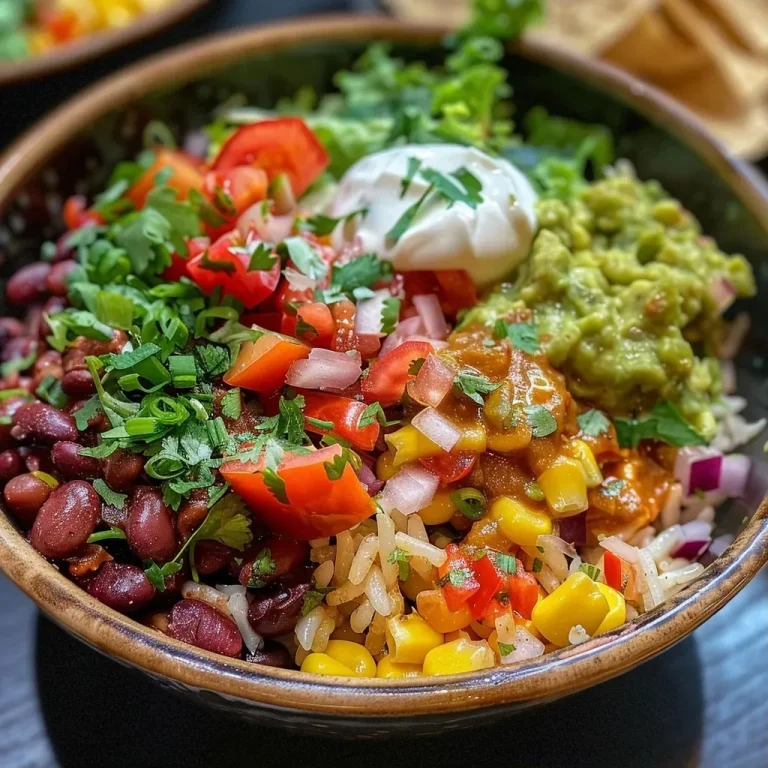 ['Close-up of a colorful veggie burrito bowl with rice, beans, and fresh vegetables.', 'Side view of a vibrant veggie burrito bowl featuring layers of rice, beans, and toppings.', 'Delicious veggie burrito bowl with lime rice, kidney beans, and assorted fresh greens.', 'Juicy veggie burrito bowl filled with colorful ingredients like corn, tomatoes, and guacamole.']